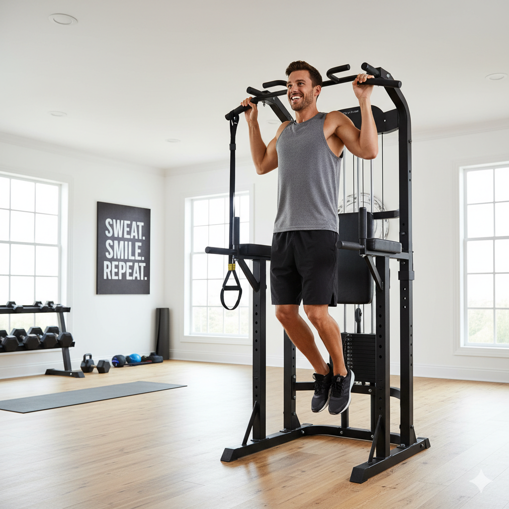 楽しく懸垂マシンで懸垂