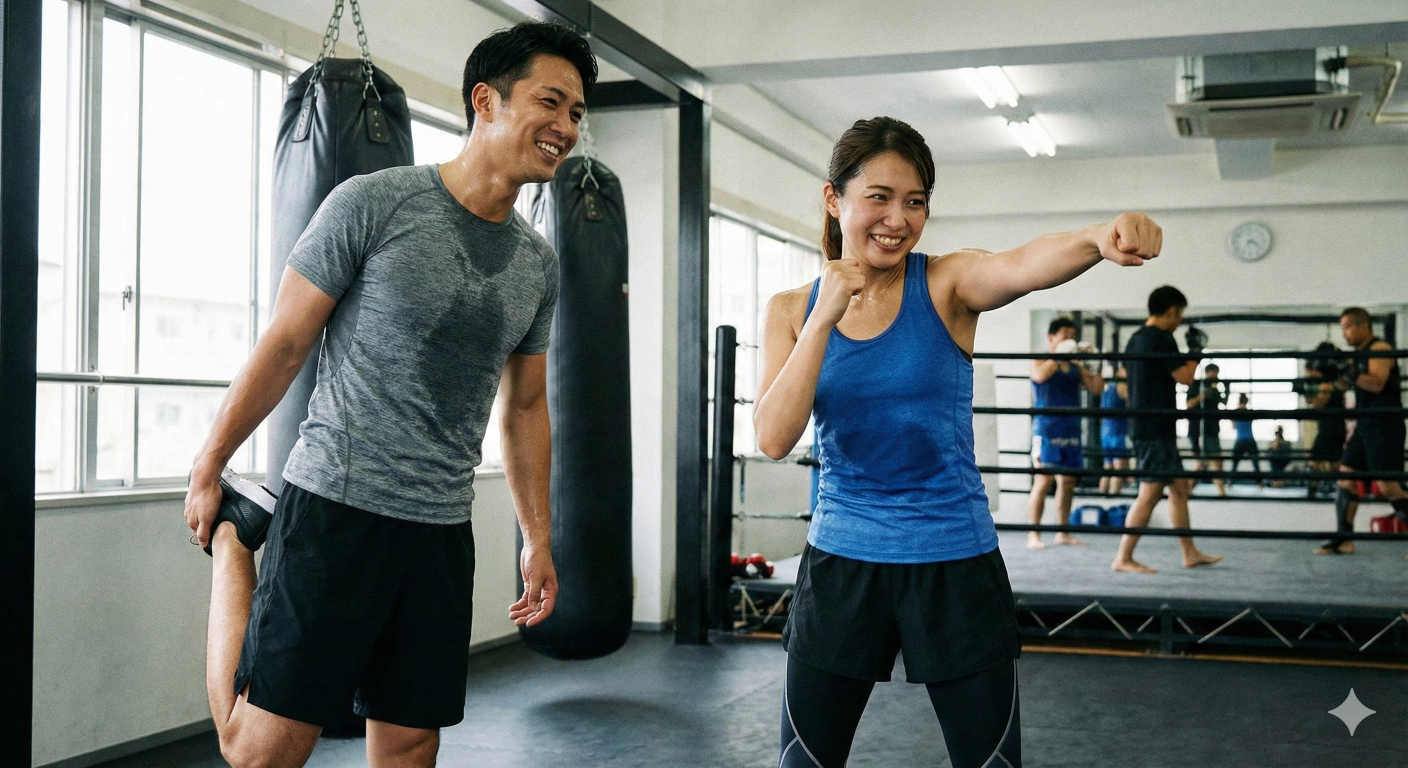 動きやすいキックボクシングウェア（Tシャツ・短パン）