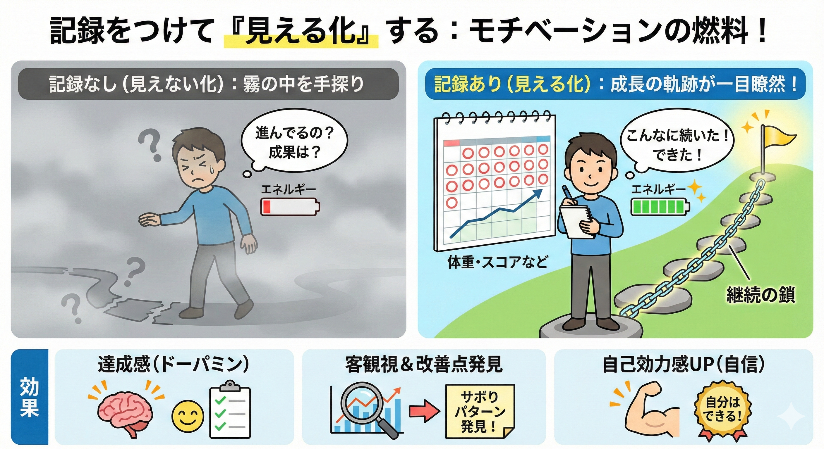 記録をつけて「見える化」する