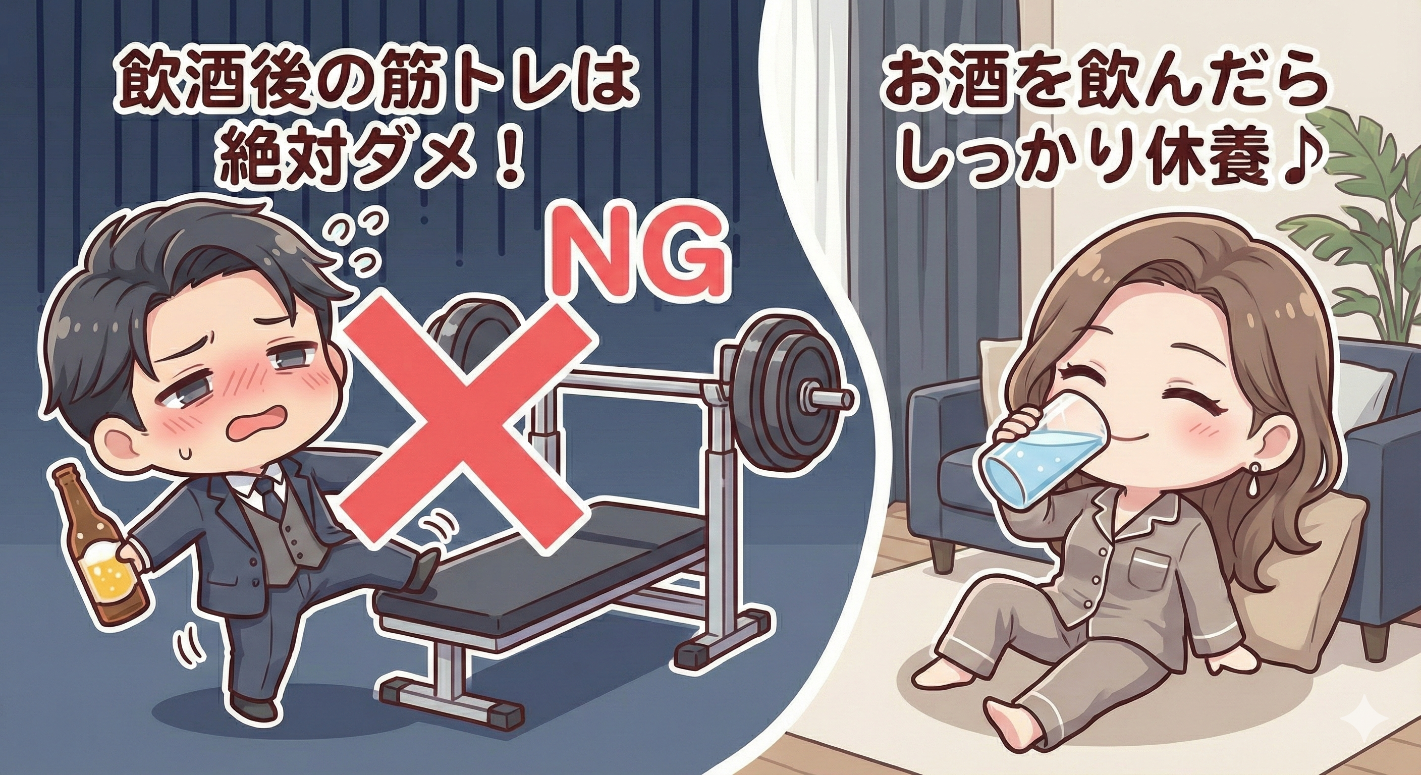 飲酒後の筋トレは絶対NG