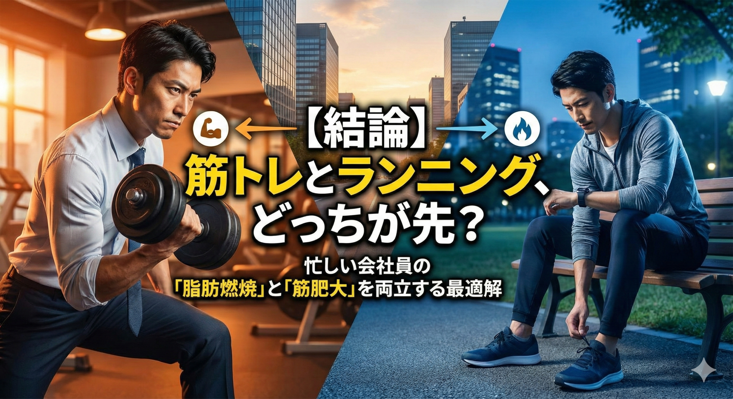 【結論】筋トレとランニングはどっちが先？忙しい会社員が「脂肪燃焼」と「筋肥大」を両立する最適解