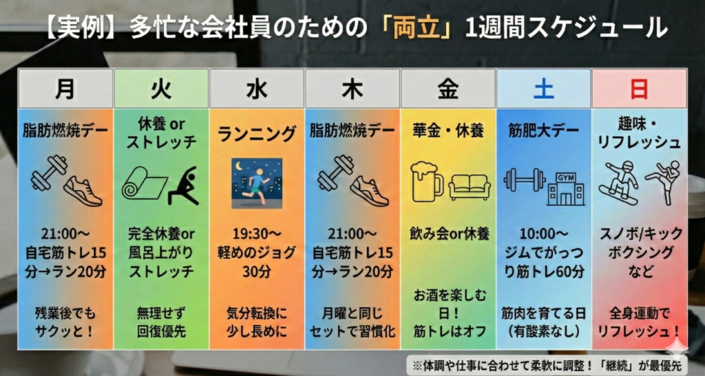 【実例】多忙な会社員のための「両立」1週間スケジュール